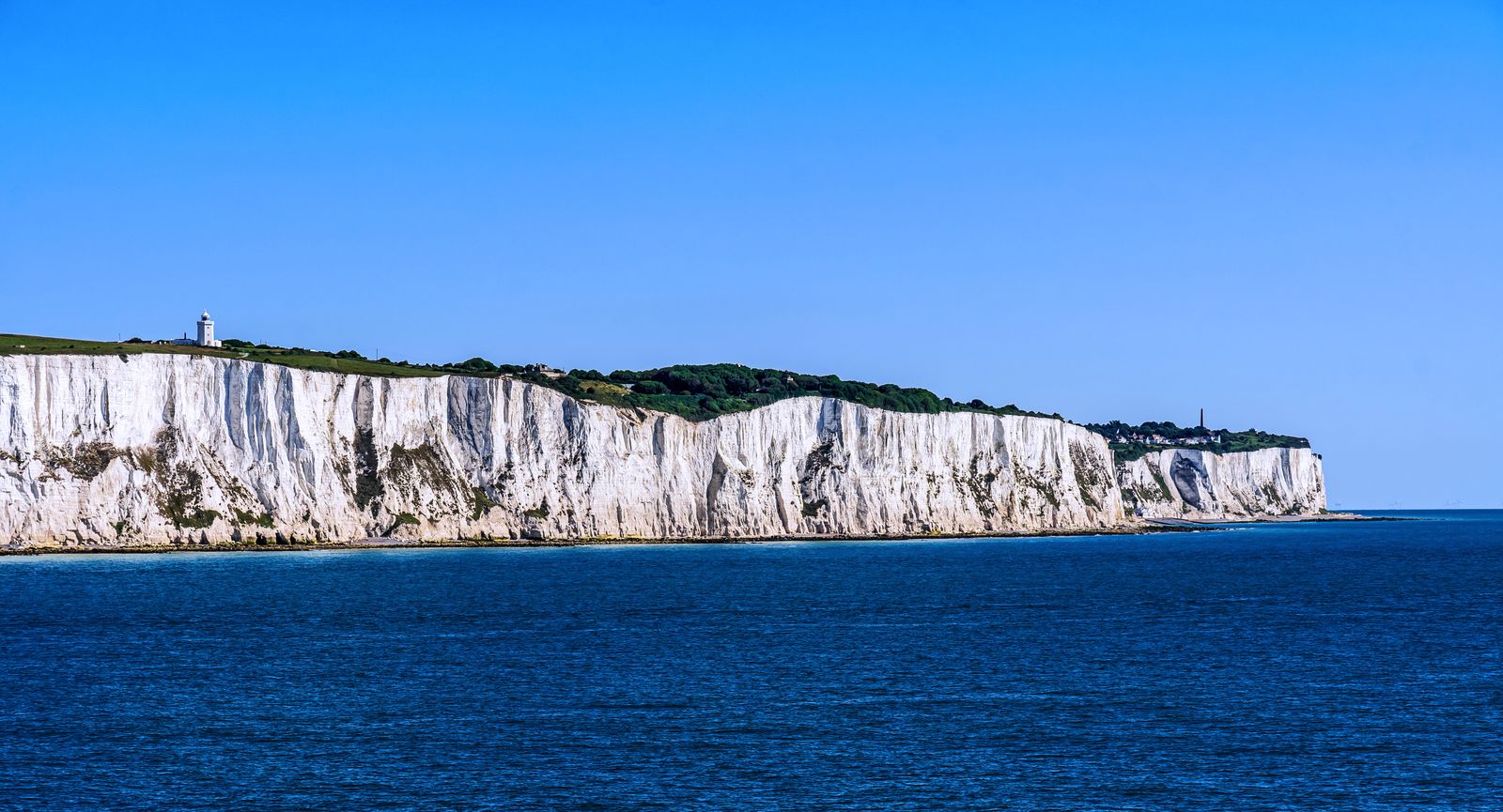 The White Cliffs of Dover above a bright blue sea