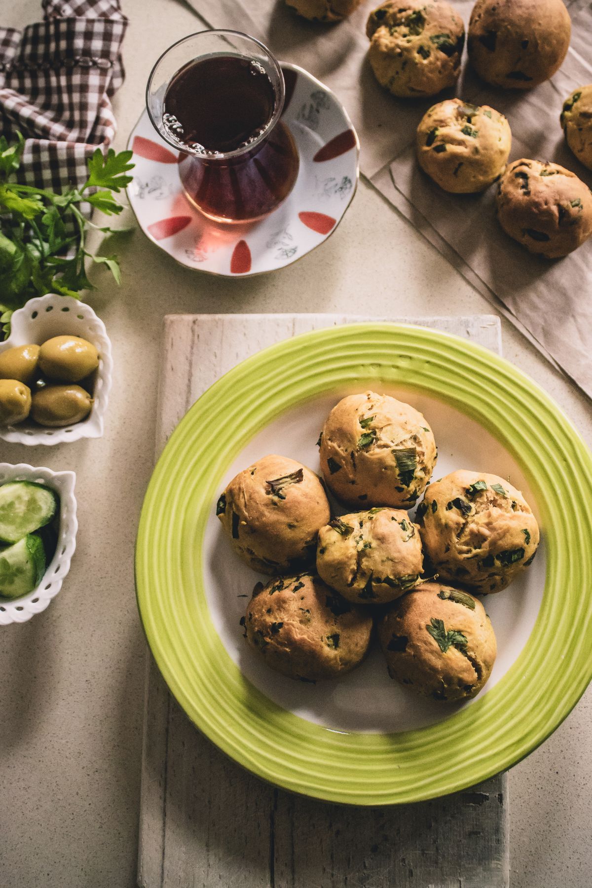 Freshly baked scones served with tea and jam